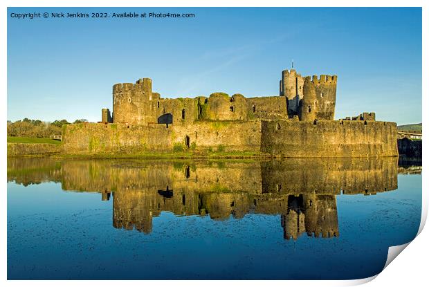 Caerphilly Castle South Wales in January Print by Nick Jenkins