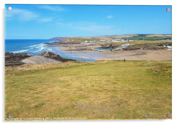 Overlooking Bude in Cornwall Acrylic by Andrew Denning