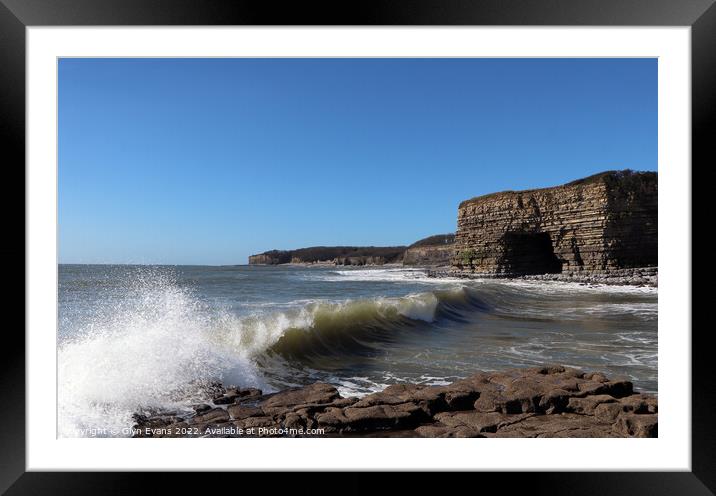 Caves and Cliffs at Tresilion Bay. Framed Mounted Print by Glyn Evans