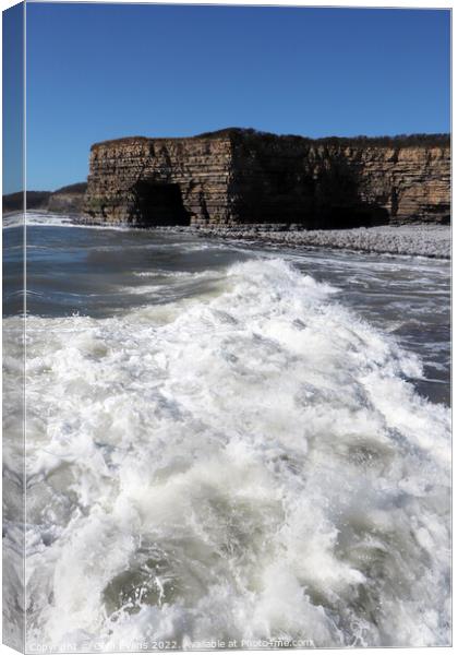 Caves at Tresilion Bay, Glamorgan Heritage Coast Canvas Print by Glyn Evans