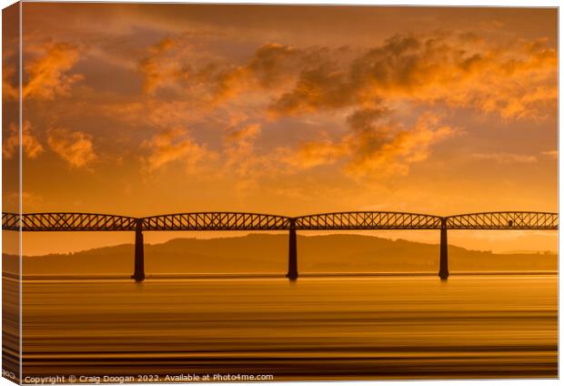 Dundee Tay Rail Bridge Sunset Canvas Print by Craig Doogan