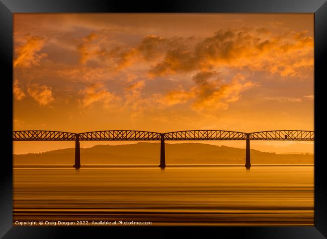 Dundee Tay Rail Bridge Sunset Framed Print by Craig Doogan