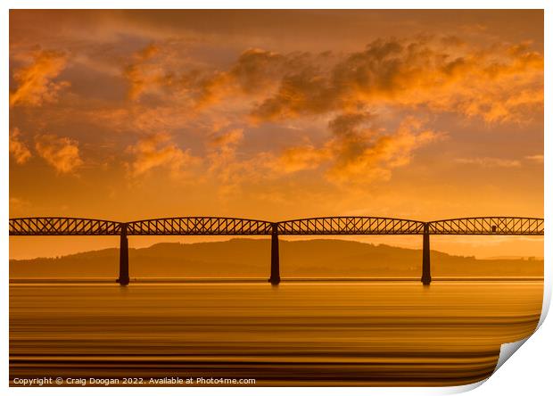 Dundee Tay Rail Bridge Sunset Print by Craig Doogan