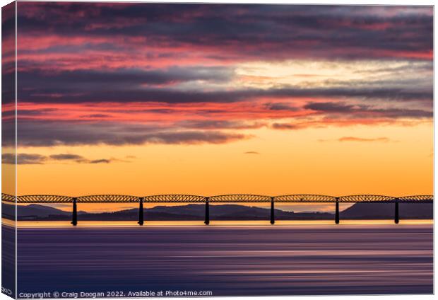 Tay Rail Bridge Sunset - Dundee Canvas Print by Craig Doogan