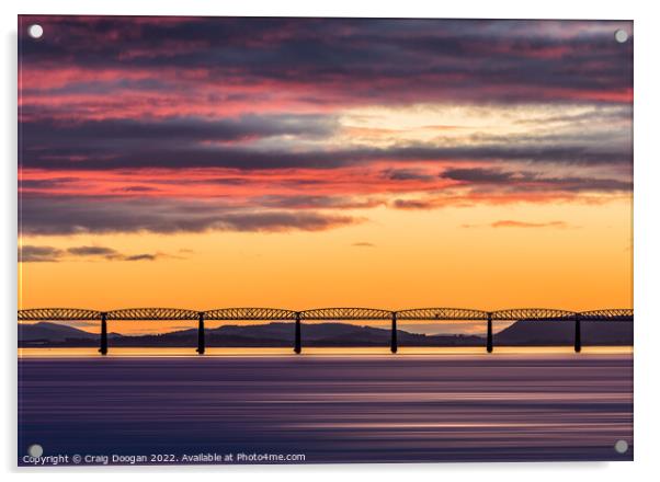 Tay Rail Bridge Sunset - Dundee Acrylic by Craig Doogan