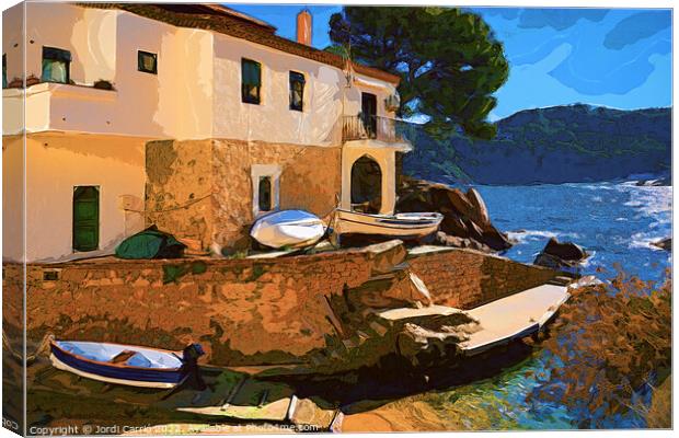 Serene Fishing Pier in Costa Brava - CR2201 6775 W Canvas Print by Jordi Carrio