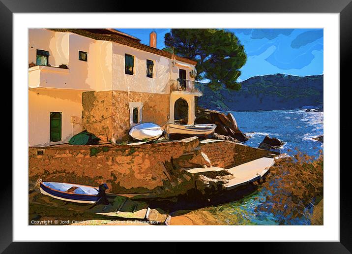 Serene Fishing Pier in Costa Brava - CR2201 6775 W Framed Mounted Print by Jordi Carrio