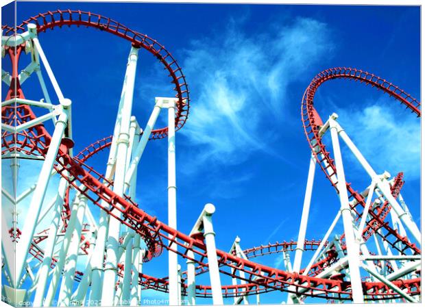 Roller coaster loops, Skegness. Canvas Print by john hill