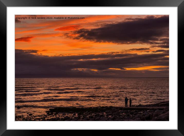 Setting Sun over Llantwit Major Beach  Framed Mounted Print by Nick Jenkins