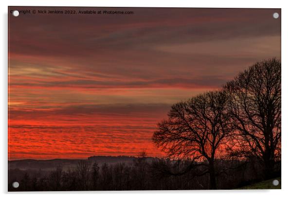 Vale of Glamorgan Sunset Looking West  Acrylic by Nick Jenkins