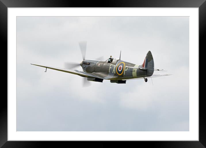 Spitfire TD314 Framed Mounted Print by J Biggadike