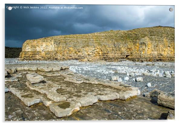 Llantwit Major Beach Glamorgan Heritage Coast  Acrylic by Nick Jenkins