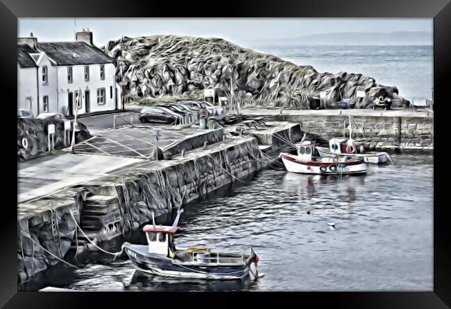 Tranquil Dunure harbour Ayrshire (abstract) Framed Print by Allan Durward Photography