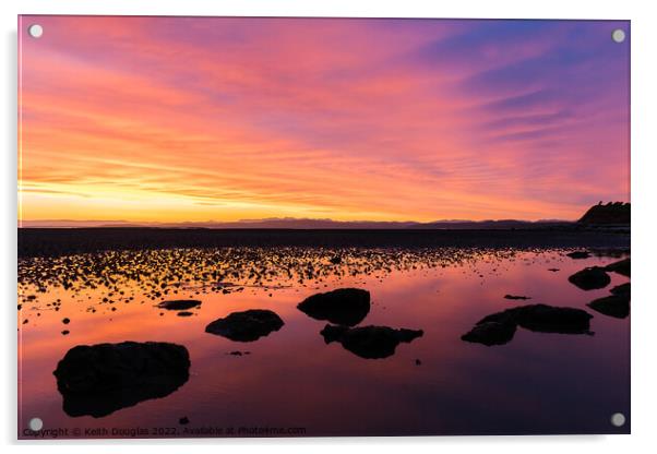 Morecambe Bay Sunset Acrylic by Keith Douglas
