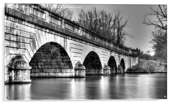 Black and White - Chertsey Bridge Acrylic by Daniel Gwalter