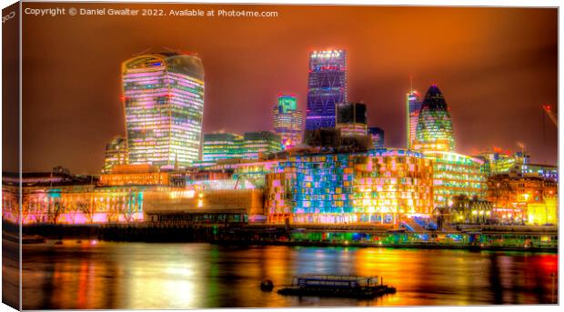 Super HDR - City of London at Night Canvas Print by Daniel Gwalter