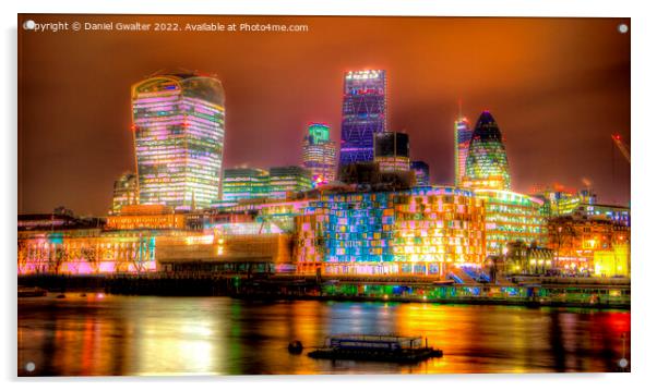 Super HDR - City of London at Night Acrylic by Daniel Gwalter
