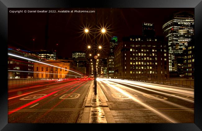 London Bridge Light Trails Framed Print by Daniel Gwalter
