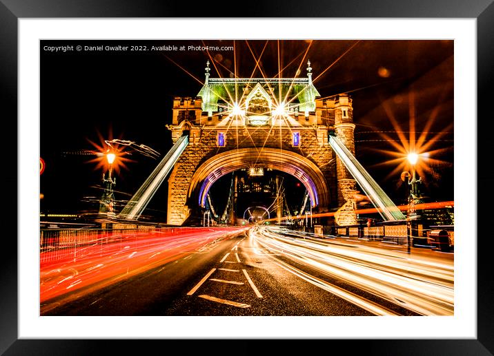Tower Bridge Traffic by Night Framed Mounted Print by Daniel Gwalter