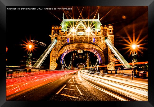 Tower Bridge Traffic by Night Framed Print by Daniel Gwalter
