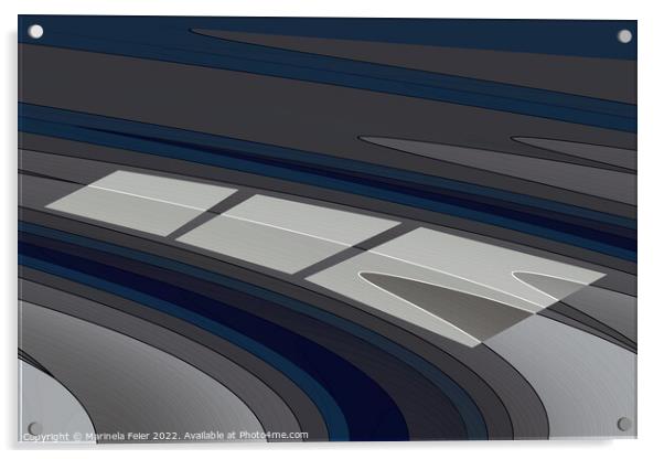 Race on blue gray track Acrylic by Marinela Feier