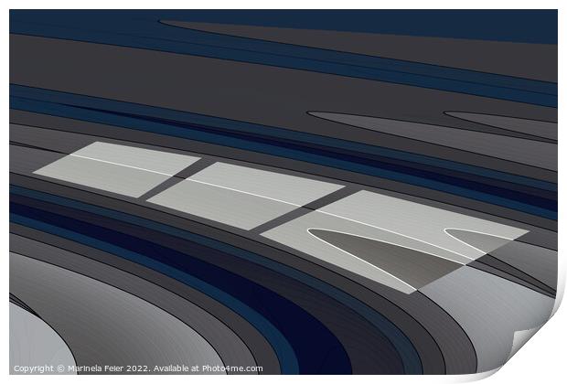 Race on blue gray track Print by Marinela Feier