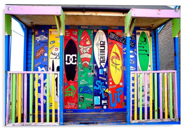 Surfer's Beach Hut. Acrylic by john hill