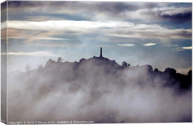 One Tree Hill over a foggy foreground in Auckland New Zealand Canvas Print by Errol D'Souza