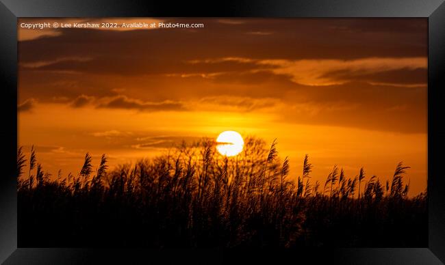 Sunset at Goldcliff Framed Print by Lee Kershaw
