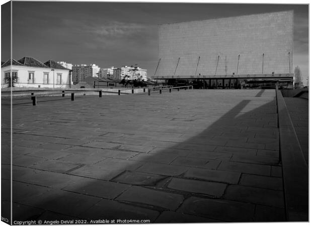 Teatro das Figuras in Faro. Monochrome  Canvas Print by Angelo DeVal