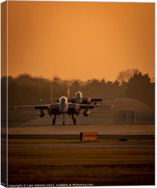 USAF Eagles Rolling Out During Sunset  Canvas Print by Liam Roberts