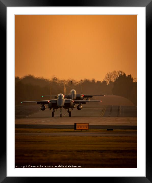USAF Eagles Rolling Out During Sunset  Framed Mounted Print by Liam Roberts