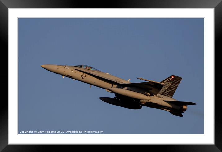 Swiss Airforce McDonnell Douglas F/A18C Hornet 'J-5018'  Framed Mounted Print by Liam Roberts