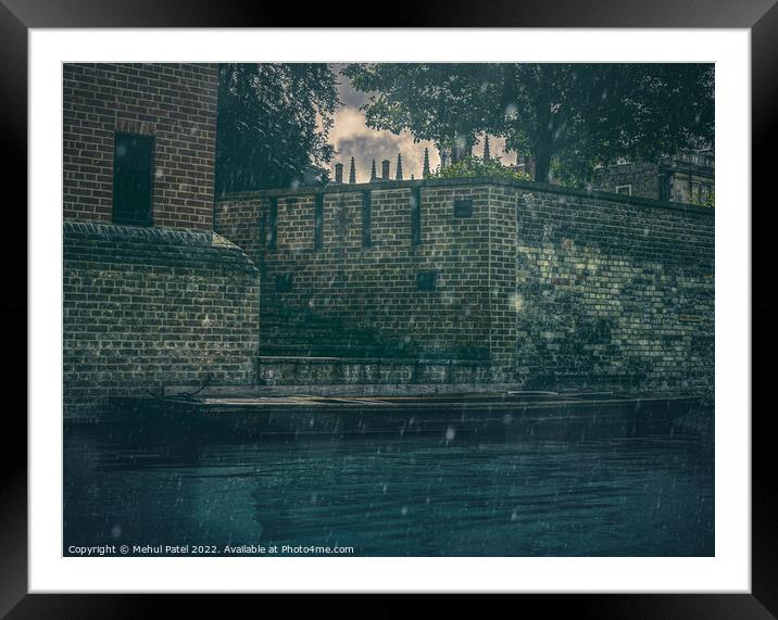 Moored punt boat on the river Cam, Cambridge, England, UK Framed Mounted Print by Mehul Patel