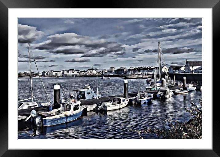 Irvine harbour boats painting Framed Mounted Print by Allan Durward Photography