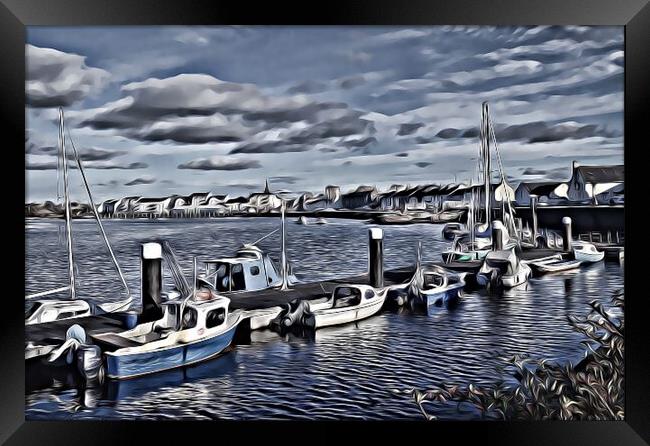 Irvine harbour boats painting Framed Print by Allan Durward Photography