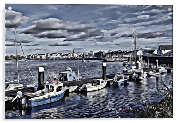 Irvine harbour boats painting Acrylic by Allan Durward Photography