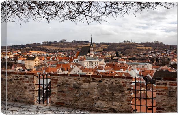 Cesky Krumlov cityscape with castle and old town, Czechia Canvas Print by Sergey Fedoskin