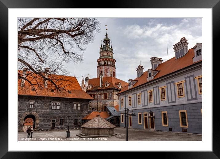 Cesky Krumlov cityscape with castle and old town, Czechia Framed Mounted Print by Sergey Fedoskin
