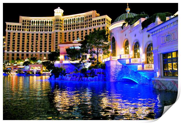 Bellagio Hotel Las Vegas Nevada America USA Print by Andy Evans Photos