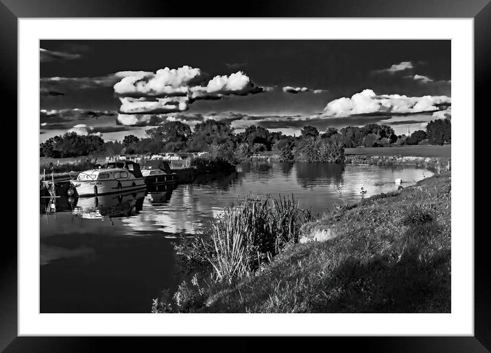 Boats at Lechlade in Mono  Framed Mounted Print by Joyce Storey