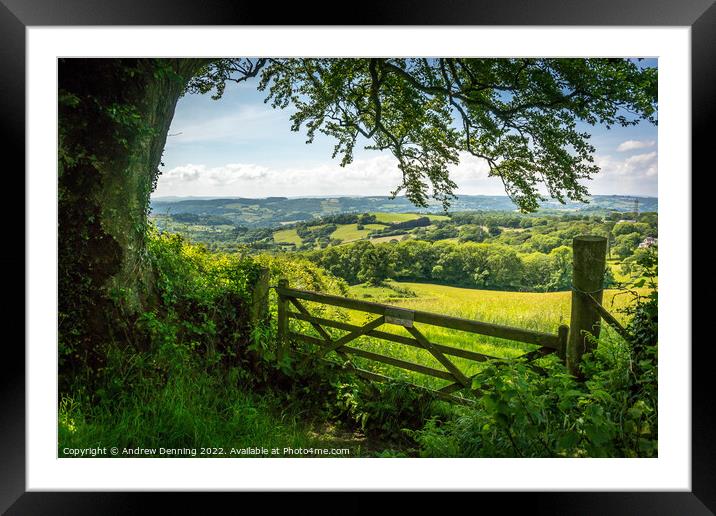Devon Countryside View Framed Mounted Print by Andrew Denning
