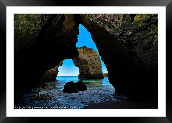 Cave and Arch in Albandeira  Framed Mounted Print by Angelo DeVal