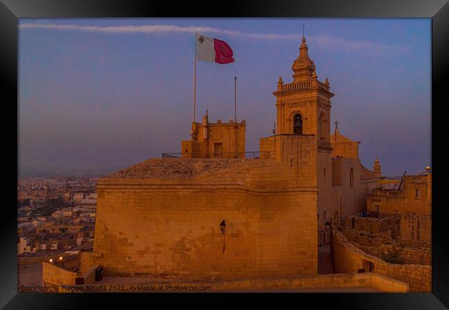 Sunrise at the Citadel Gozo Malta. Framed Print by Maggie Bajada
