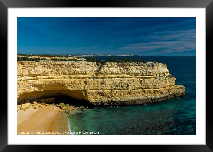 Deserta Beach Scene in Lagoa, Algarve Framed Mounted Print by Angelo DeVal