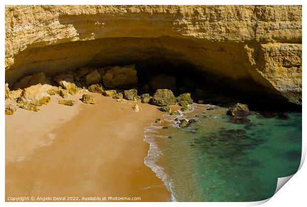 Cliff Cave in Praia Deserta Print by Angelo DeVal