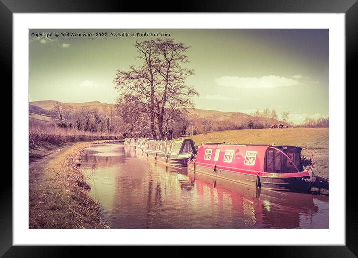 Narrowboats on Brecon Canal Framed Mounted Print by Joel Woodward