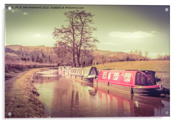 Narrowboats on Brecon Canal Acrylic by Joel Woodward