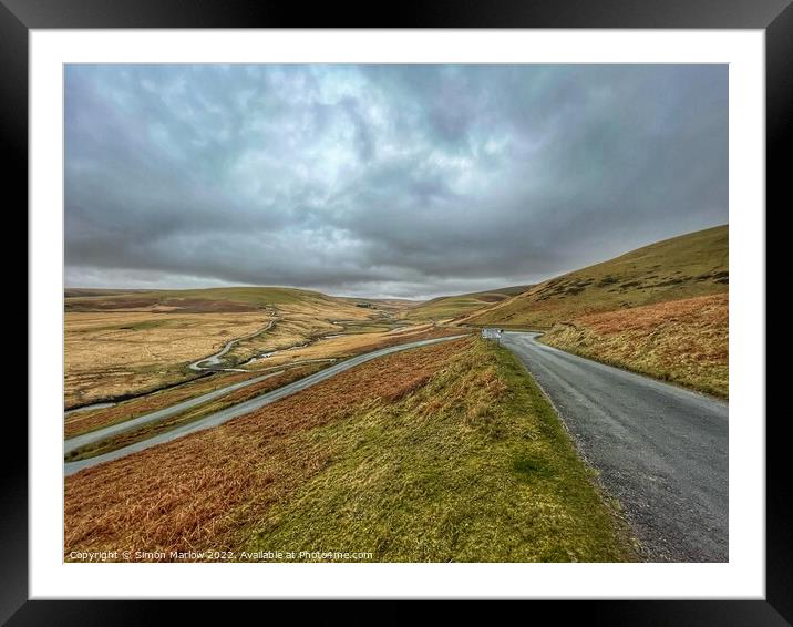 Mountain road in Wales between Elan Valley and Rhayader Framed Mounted Print by Simon Marlow