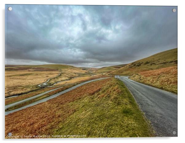 Mountain road in Wales between Elan Valley and Rhayader Acrylic by Simon Marlow